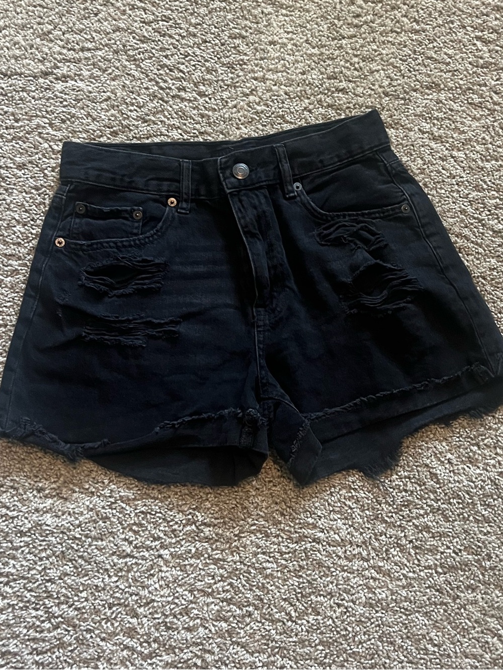 Aeropostale Black Distressed Denim Cutoff Shorts
